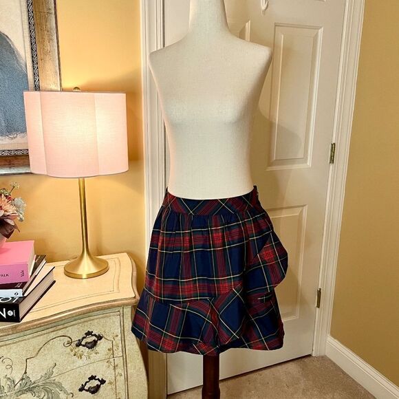 NWOT Women's Vineyard Vines Jolly Tartan Plaid Ruffle Taffeta Party Skirt Size 4 - Picture 2 of 3